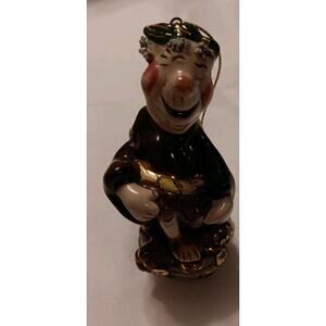 "Monk Grape Stomper" Ornament, Vintage HEATHER GOLDMINC, Whimsical Ceramic
